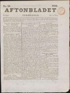 Aftonbladet Fredagen den 11 Mars 1831