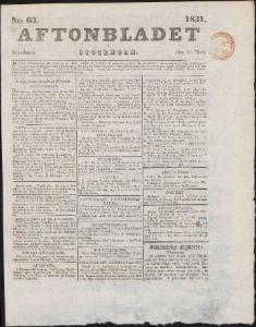 Aftonbladet Torsdagen den 17 Mars 1831