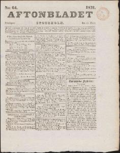 Aftonbladet Fredagen den 18 Mars 1831