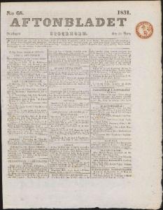 Aftonbladet Onsdagen den 23 Mars 1831