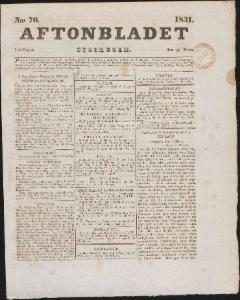 Aftonbladet Lördagen den 26 Mars 1831