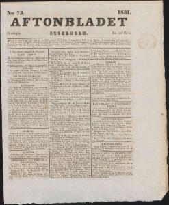 Aftonbladet Onsdagen den 30 Mars 1831