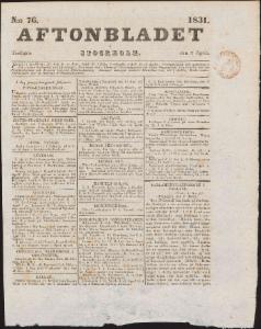 Aftonbladet Tisdagen den 5 April 1831