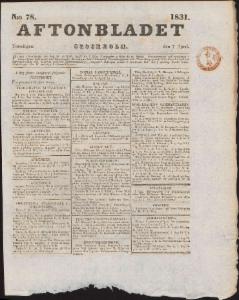 Aftonbladet Torsdagen den 7 April 1831