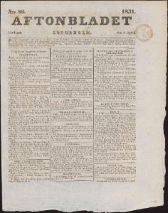 Aftonbladet Lördagen den 9 April 1831
