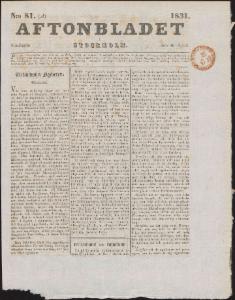 Aftonbladet Söndagen den 10 April 1831