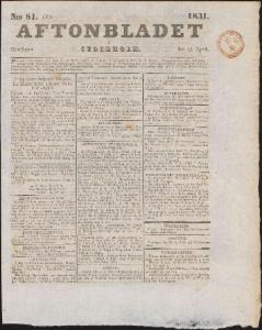 Aftonbladet Måndagen den 11 April 1831