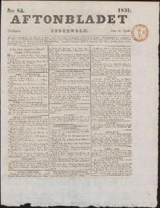 Aftonbladet Tisdagen den 12 April 1831