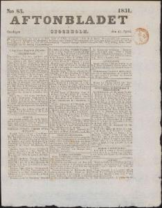 Aftonbladet Onsdagen den 13 April 1831