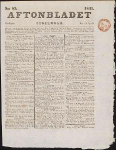Aftonbladet Fredagen den 15 April 1831