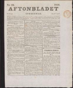 Aftonbladet Onsdagen den 20 April 1831