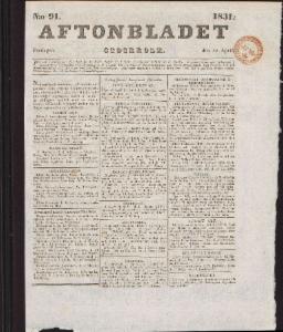 Aftonbladet Fredagen den 22 April 1831