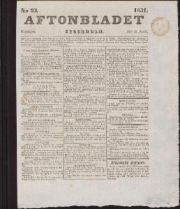 Aftonbladet Måndagen den 25 April 1831