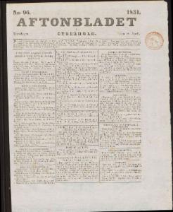 Aftonbladet Torsdagen den 28 April 1831