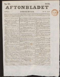 Aftonbladet Fredagen den 29 April 1831