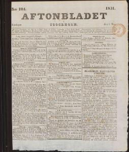Aftonbladet Lördagen den 7 Maj 1831