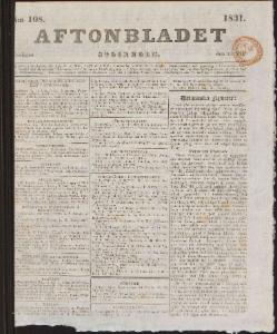 Aftonbladet Fredagen den 13 Maj 1831