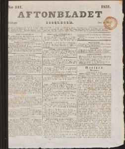 Aftonbladet Tisdagen den 17 Maj 1831
