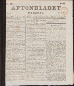 Aftonbladet Torsdagen den 19 Maj 1831