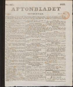 Aftonbladet Lördagen den 21 Maj 1831