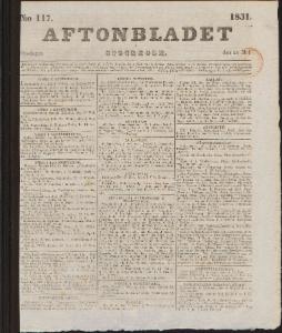 Aftonbladet Onsdagen den 25 Maj 1831