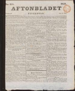 Aftonbladet Torsdagen den 26 Maj 1831