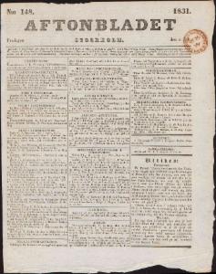 Aftonbladet Fredagen den 1 Juli 1831
