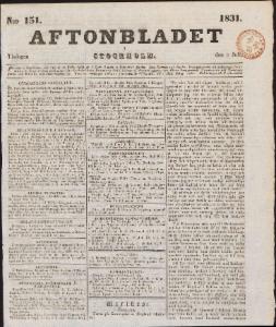 Aftonbladet Tisdagen den 5 Juli 1831