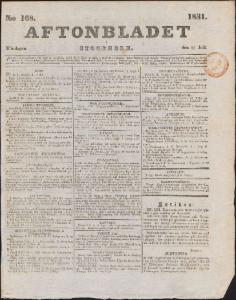 Aftonbladet Måndagen den 25 Juli 1831