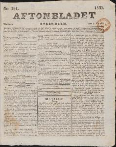 Aftonbladet Tisdagen den 9 Augusti 1831