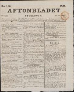 Sida 1 Aftonbladet 1831-08-10