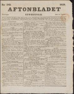 Aftonbladet Torsdagen den 18 Augusti 1831