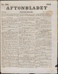 Aftonbladet Onsdagen den 24 Augusti 1831