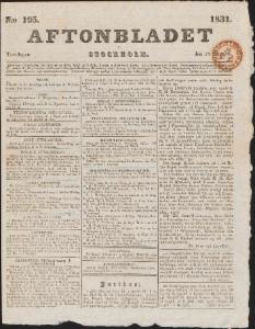 Aftonbladet Torsdagen den 25 Augusti 1831