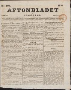 Aftonbladet Måndagen den 29 Augusti 1831