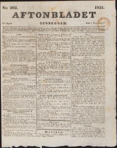 Aftonbladet Fredagen den 2 September 1831
