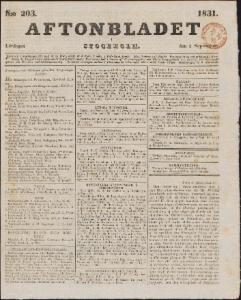 Aftonbladet Lördagen den 3 September 1831