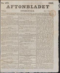 Aftonbladet Tisdagen den 6 September 1831