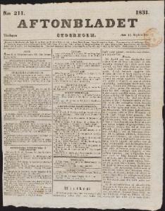 Aftonbladet Tisdagen den 13 September 1831