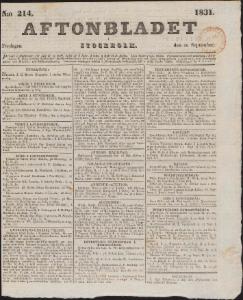 Sida 1 Aftonbladet 1831-09-16