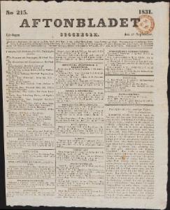 Sida 1 Aftonbladet 1831-09-17