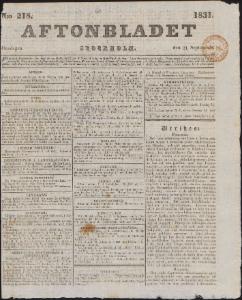 Sida 1 Aftonbladet 1831-09-21