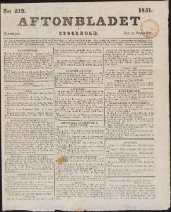 Aftonbladet Torsdagen den 22 September 1831