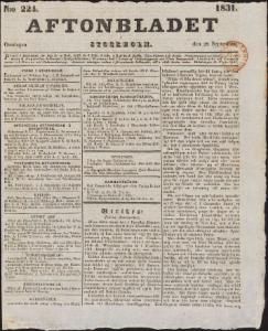 Aftonbladet Onsdagen den 28 September 1831