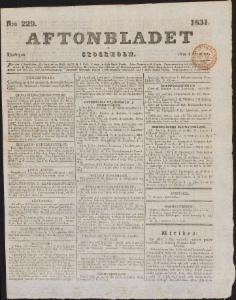 Aftonbladet Tisdagen den 4 Oktober 1831
