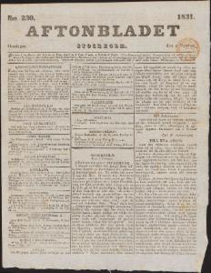 Aftonbladet Onsdagen den 5 Oktober 1831