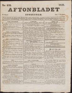 Aftonbladet Fredagen den 7 Oktober 1831