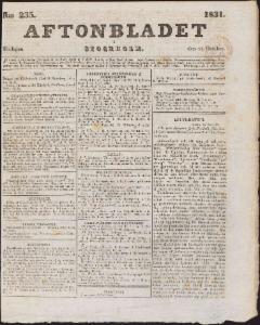 Sida 1 Aftonbladet 1831-10-11