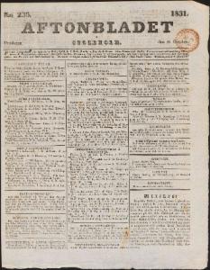 Aftonbladet Onsdagen den 12 Oktober 1831