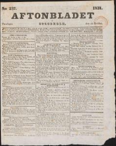 Aftonbladet Torsdagen den 13 Oktober 1831